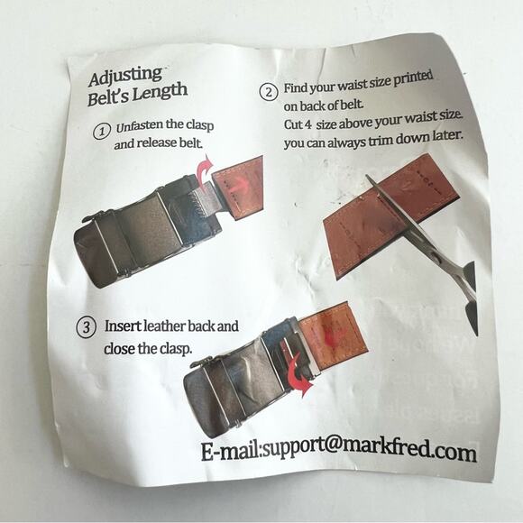 New MARK FRED Men's Solid Buckle Leather Belt with Automatic Ratchet Size 28-52 - Picture 7 of 8